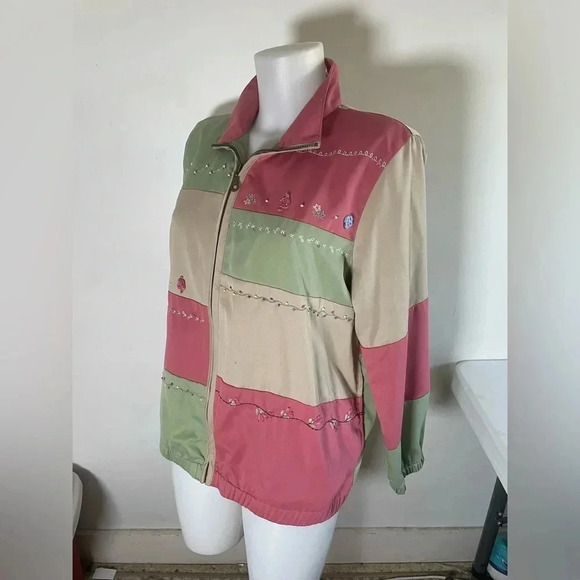 VINTAGE‎ KORET PATCH STATEMENT COLOR BLOCK JACKET​ WITH EMBROIDERY​ Large 0086 - Picture 1 of 10